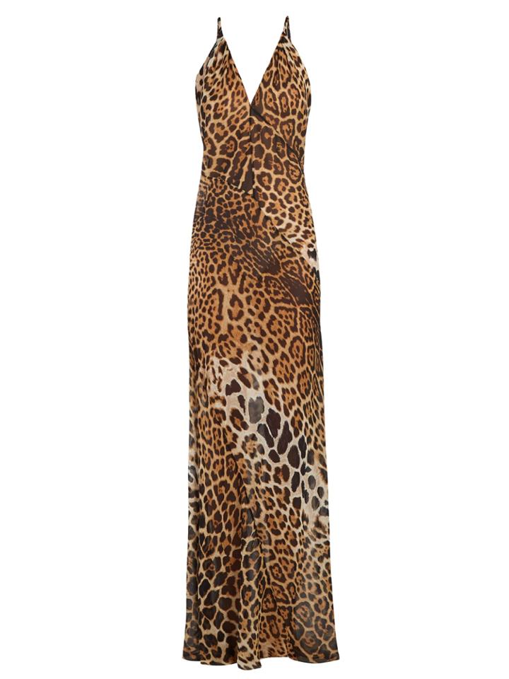 Saint Laurent V-neck Leopard-print Dress