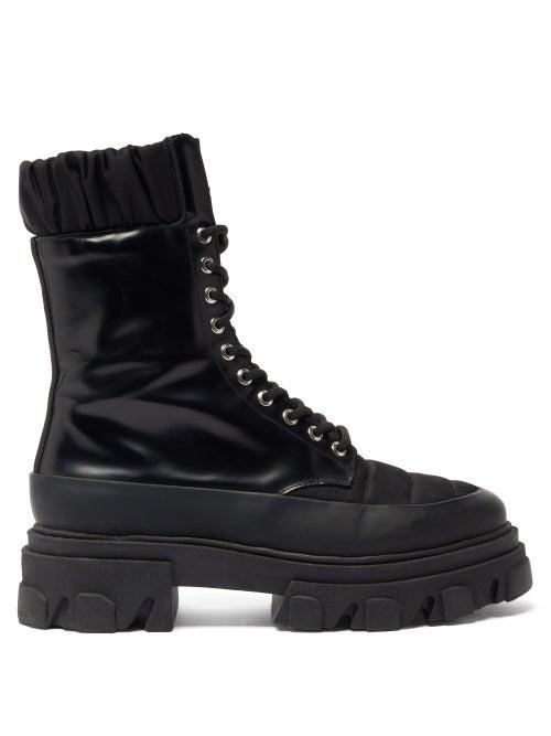Matchesfashion.com Ganni - Platform-sole Leather And Shell Boots - Womens - Black