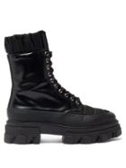 Matchesfashion.com Ganni - Platform-sole Leather And Shell Boots - Womens - Black