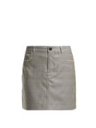 Matchesfashion.com Ganni - Merkel Diamante Checked Silk Blend Skirt - Womens - Grey