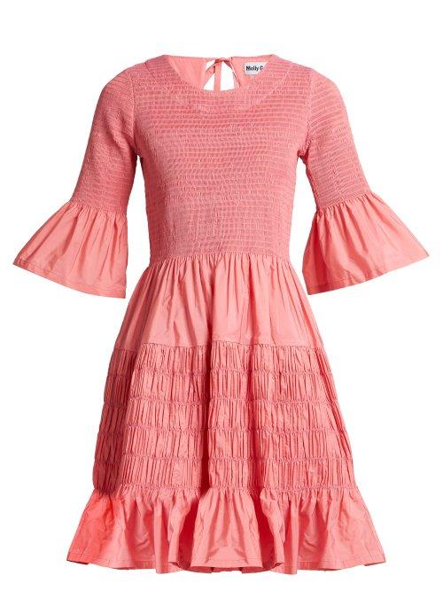 Matchesfashion.com Molly Goddard - Susanne Shirred Taffeta Mini Dress - Womens - Pink