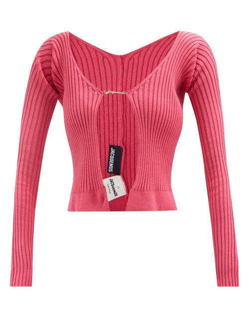 Jacquemus - Maille Logo-clasp Ribbed Cardigan - Womens - Pink