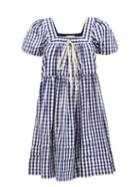 Matchesfashion.com Lee Mathews - Bessie Gingham-check Cotton Poplin Dress - Womens - Blue White