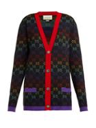 Matchesfashion.com Gucci - Gg Jacquard Wool Cardigan - Womens - Black Multi