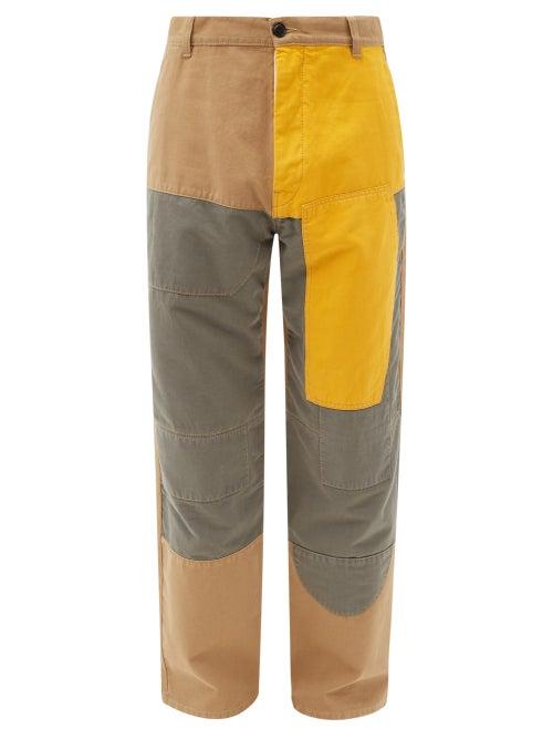 Matchesfashion.com Eye/loewe/nature - Patchwork Cotton Trousers - Mens - Beige
