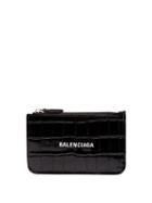 Balenciaga - Cash Zipped Croc-effect Leather Cardholder - Womens - Black