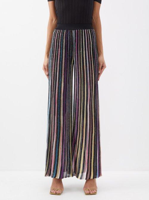 Missoni - Sequinned Metallic-knit Flared Trousers - Womens - Black Multi