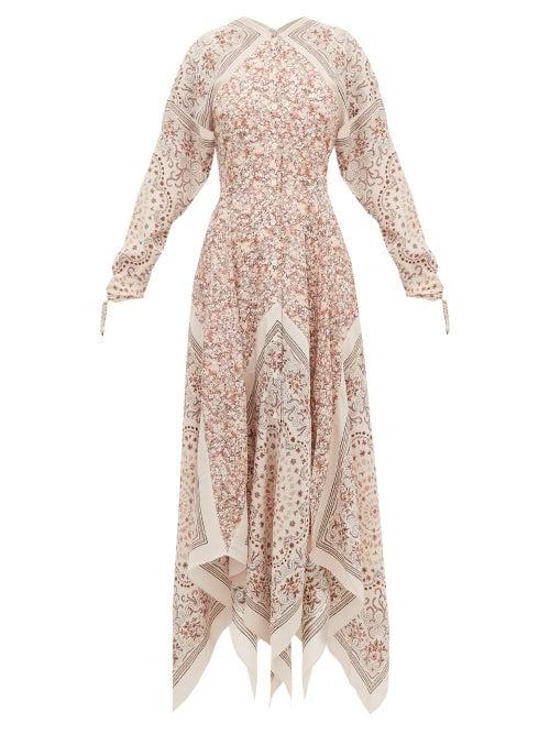 Matchesfashion.com Altuzarra - North West Scarf-print Silk Dress - Womens - Brown Multi