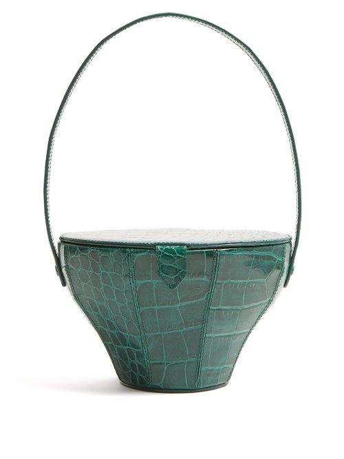 Matchesfashion.com Staud - Alice Crocodile Effect Leather Bag - Womens - Green