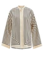 Matchesfashion.com Totme - Striped Silk Crepe De Chine Shirt - Womens - Beige Multi