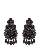 Matchesfashion.com Etro - Floral Crystal And Bead Embellished Earrings - Womens - Black