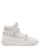 Matchesfashion.com Valentino - Rockstud Amor High Top Leather Trainers - Womens - White