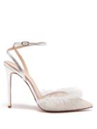 Andrea Wazen - Franca Tulle And Leather Pumps - Womens - Silver
