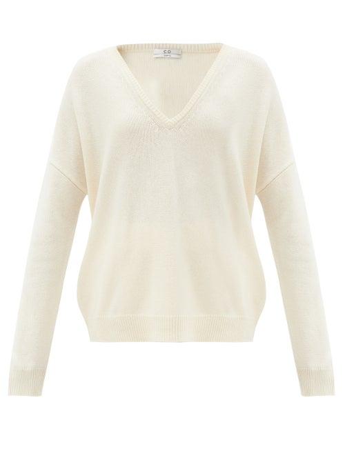 Co - V-neck Cashmere Sweater - Womens - Ivory