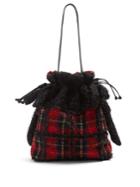 Simone Rocha Embellished Wool Tartan Shoulder Bag