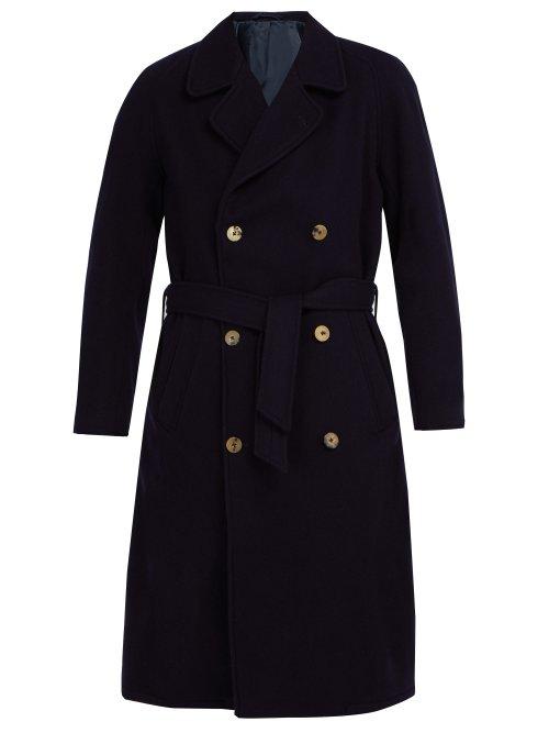 Matchesfashion.com De Bonne Facture - Double Breasted Wool Overcoat - Mens - Navy