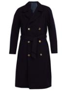 Matchesfashion.com De Bonne Facture - Double Breasted Wool Overcoat - Mens - Navy