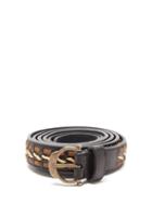 Matchesfashion.com Saint Laurent - Horseshoe-buckle Woven-leather Belt - Mens - Black Brown
