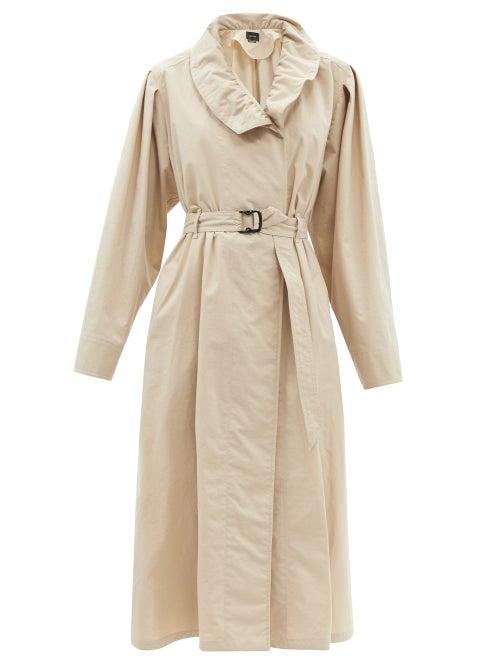 Isabel Marant - Dipanima Frill-neck Canvas Trench Coat - Womens - Beige