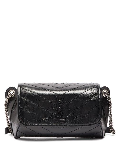 Matchesfashion.com Saint Laurent - Niki Crackled Leather Cross Body Bag - Womens - Black