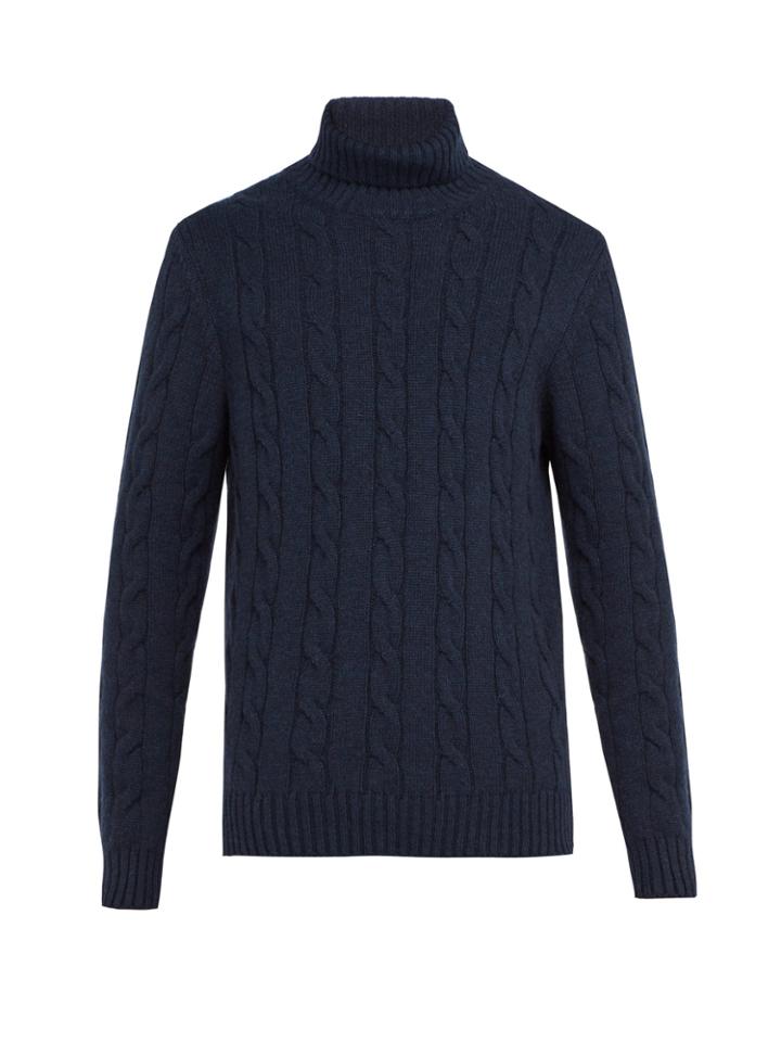 Thom Sweeney Cashmere Cable-knit Roll-neck Sweater