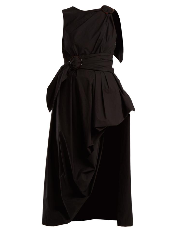 Isa Arfen Asymmetric-hem Draped Cotton-poplin Top