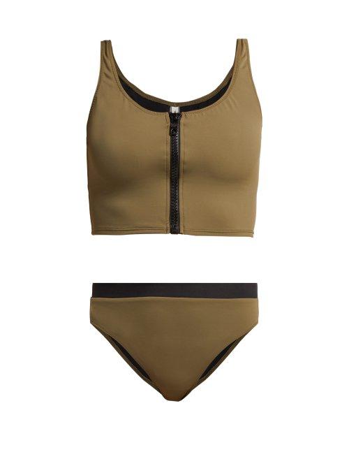 Matchesfashion.com Solid & Striped - The Christie Bi Colour Bikini Briefs - Womens - Khaki