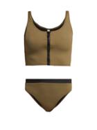 Matchesfashion.com Solid & Striped - The Christie Bi Colour Bikini Briefs - Womens - Khaki