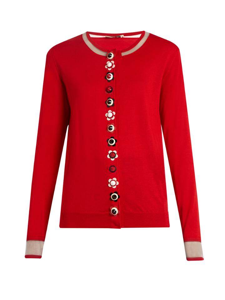 Fendi Flower-button Cashmere-blend Cardigan