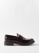 Burberry - Nova-check Leather Loafers - Mens - Brown Beige