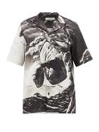Matchesfashion.com Valentino - Island-print Cotton-poplin Shirt - Mens - Black White