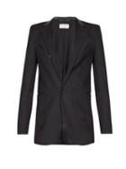 Matchesfashion.com Saint Laurent - Leather Trimmed Wool Crepe Blazer - Mens - Black