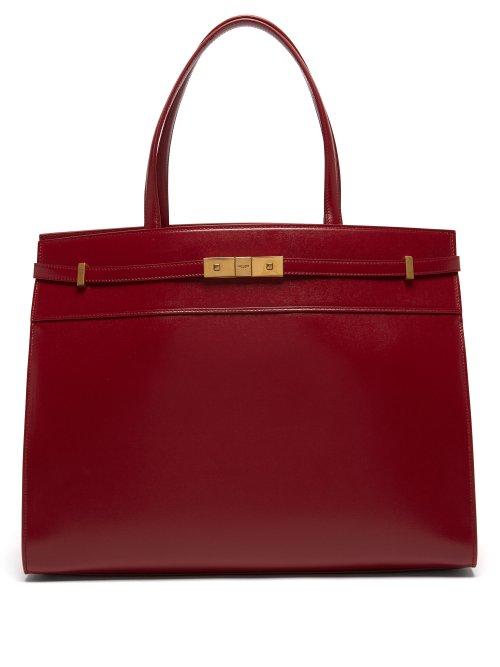 Matchesfashion.com Saint Laurent - Manhattan Medium Leather Tote Bag - Womens - Burgundy