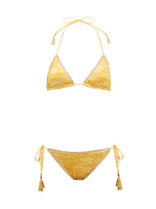 Matchesfashion.com Missoni Mare - Lace Trimmed Knitted Bikini - Womens - Yellow