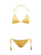 Matchesfashion.com Missoni Mare - Lace Trimmed Knitted Bikini - Womens - Yellow