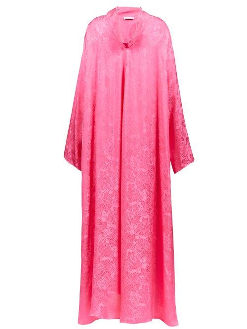 Balenciaga - Floral-logo Jacquard Swing Gown - Womens - Pink