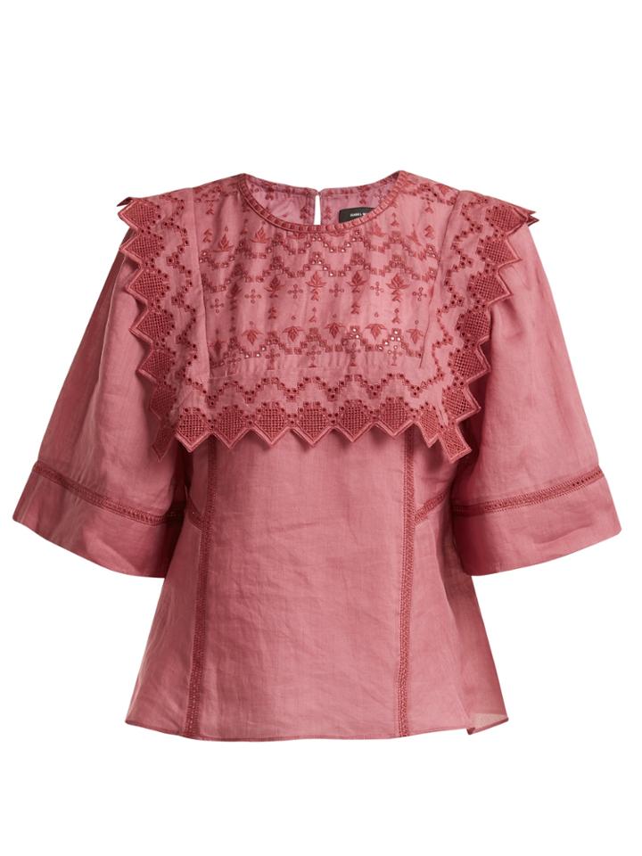 Isabel Marant Nesto Macram-lace Bib Ramie Blouse