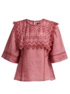 Isabel Marant Nesto Macram-lace Bib Ramie Blouse