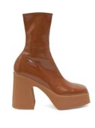 Matchesfashion.com Stella Mccartney - Patent Faux Leather Platform Ankle Boots - Womens - Tan