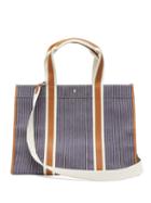 Matchesfashion.com Rue De Verneuil - Traveller L Leather-trimmed Striped-canvas Bag - Womens - Navy Multi