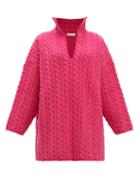 Matchesfashion.com Balenciaga - Oversized Cable Knit Sweater - Womens - Pink