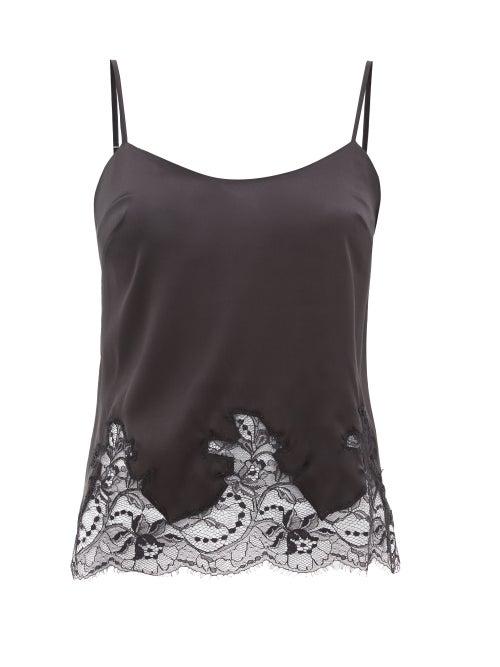 Ladies Lingerie Fleur Of England - Signature Lace-trimmed Silk-blend Camisole - Womens - Black