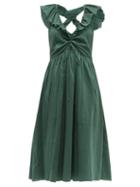 Matchesfashion.com Loup Charmant - Naxos Ruffled Cotton Dress - Womens - Green