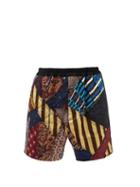 By Walid - Blaze Panelled Wool And Silk-blend Shorts - Mens - Multi