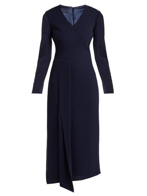 Matchesfashion.com Carl Kapp - Shrimpton Wool Crepe Dress - Womens - Navy