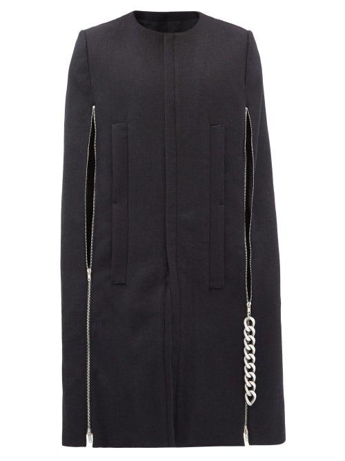 Matchesfashion.com Raf Simons - Punk Chain-zip Wool Cape - Mens - Navy