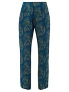 Matchesfashion.com Zeus + Dione - Themis Fan Print Silk Twill Trousers - Womens - Blue Multi