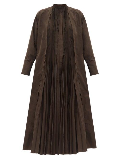 Ladies Rtw Jil Sander - Pliss-front Taffeta Dress - Womens - Brown
