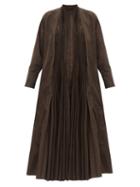 Ladies Rtw Jil Sander - Pliss-front Taffeta Dress - Womens - Brown