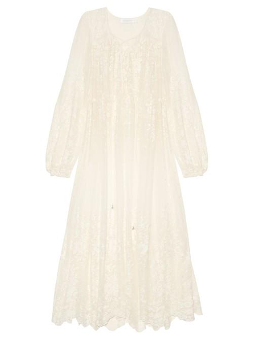 Zimmermann Roza Embroidered Silk-georgette Midi Dress